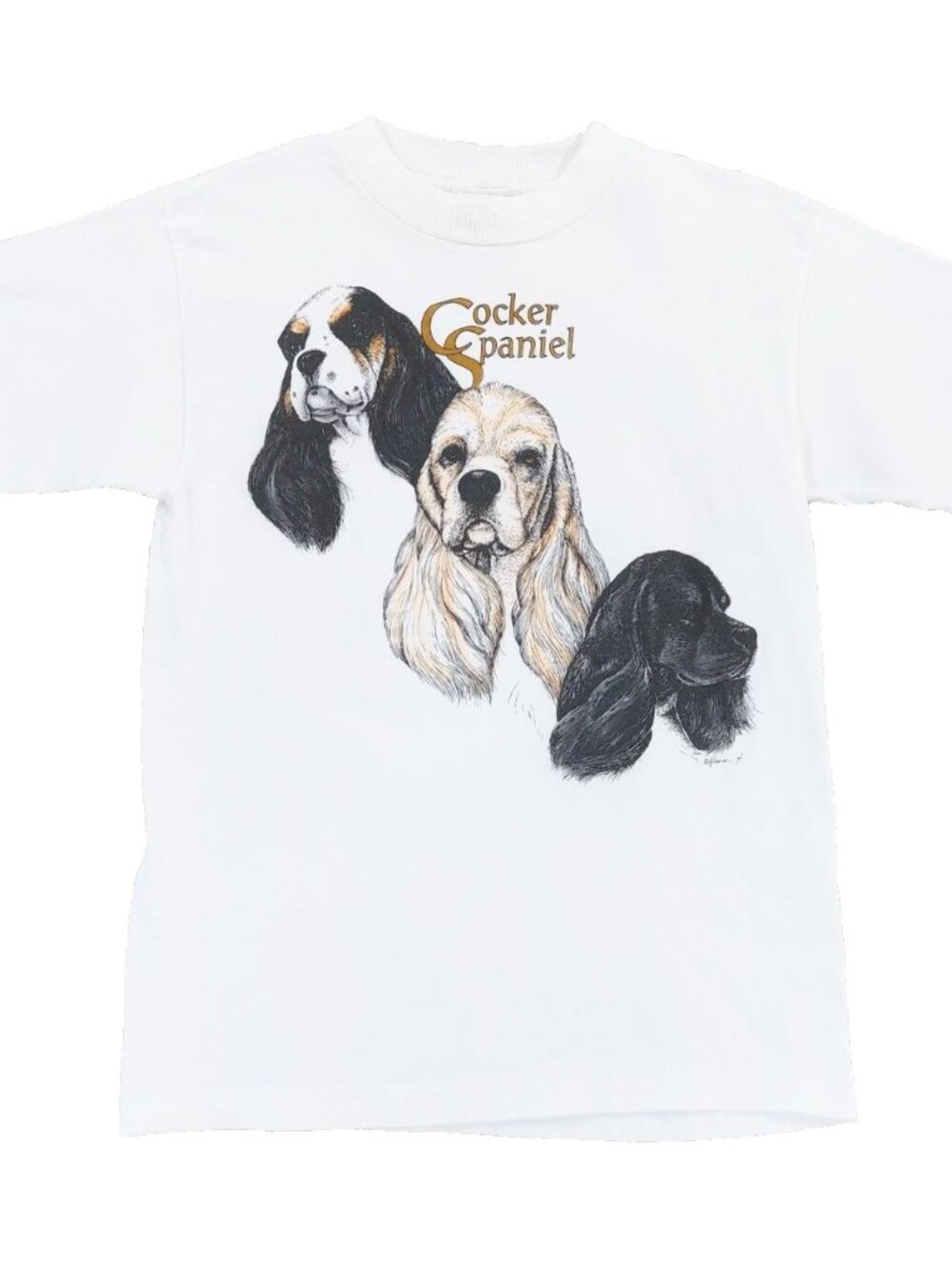 Vtg 90s Cocker Spaniel Puppy Dog Art T-Shirt M Laura Rogers Painting Made in USA
